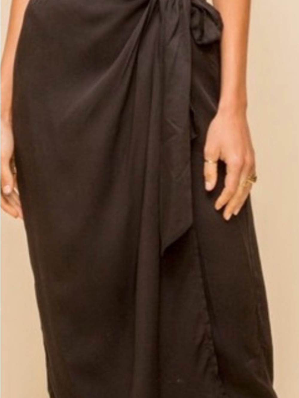 Hem & Thread Black Wrap Pencil Skirt with Side Tie